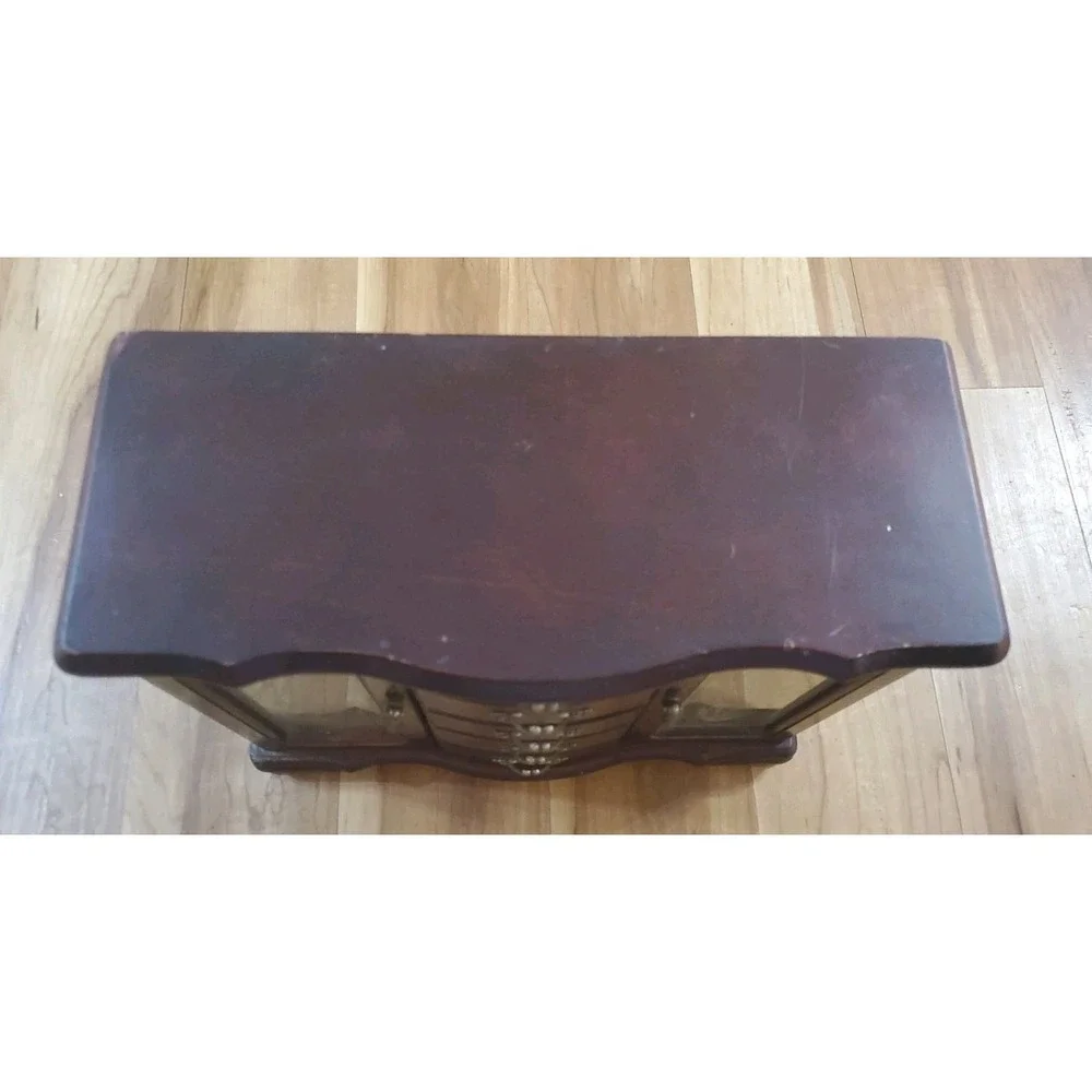 Vintage Wooden Armoire Style Jewelry Box Multiple Drawers FLAWED